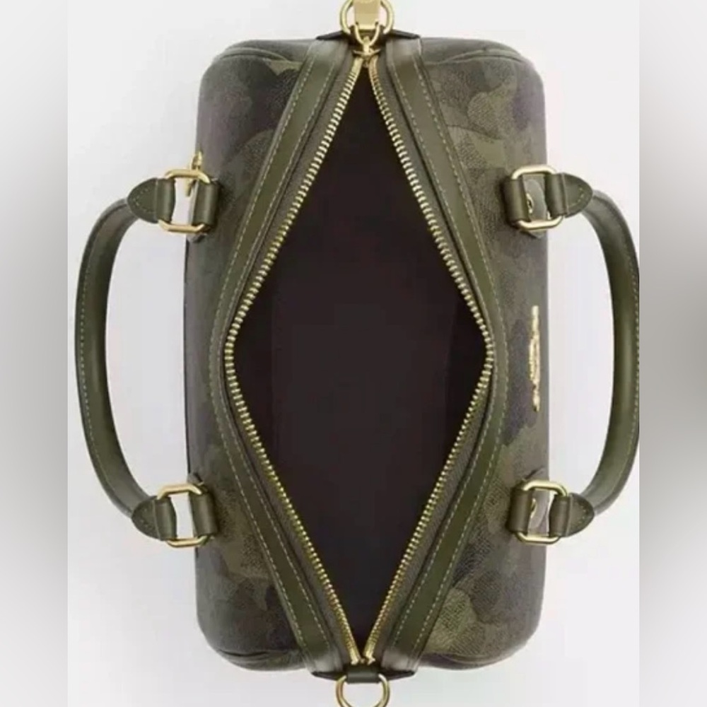Coach NWT Green Camouflage Rowan Satchel Bag - Picture 3 of 9